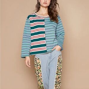 POL Green Multi Striped Long Sleeve